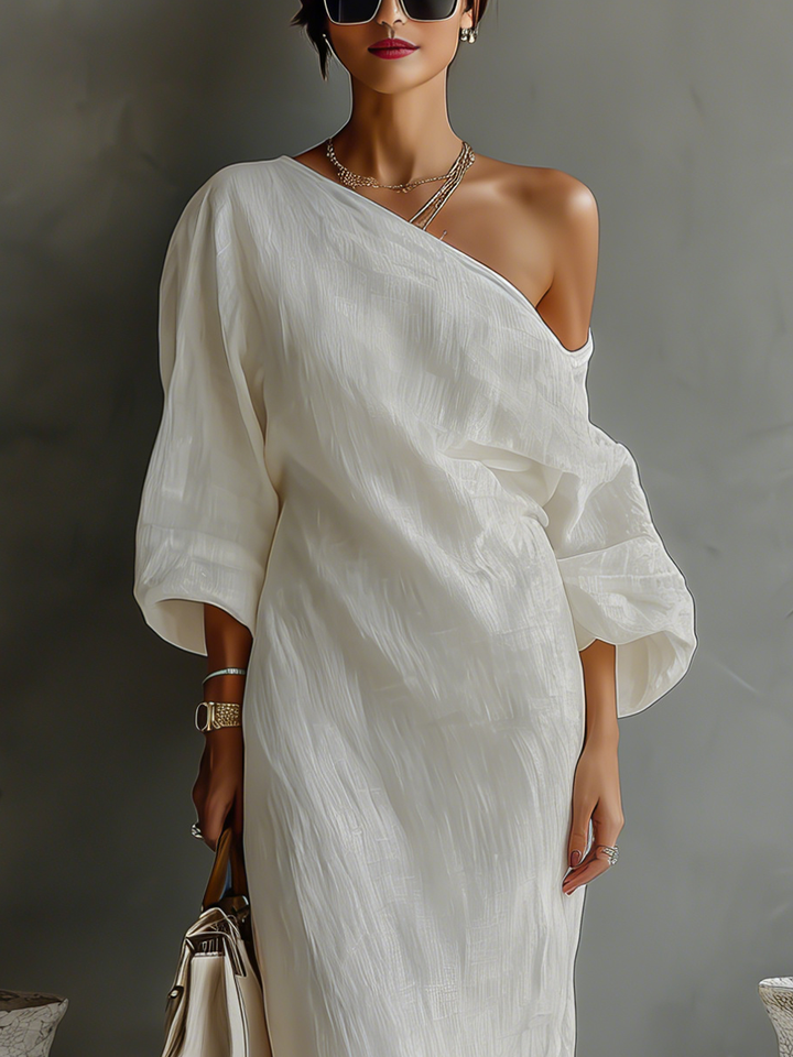 Isabella | Flowing Linen Off-Shoulder Dress