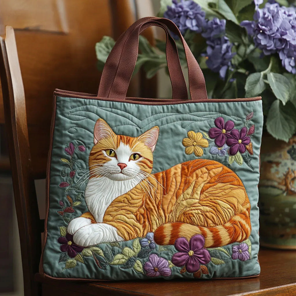 Quilted Tote - Ginger Cat