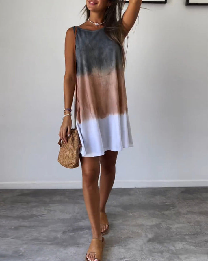 Josie - Mini Dress with Gradient Tie Dye Print