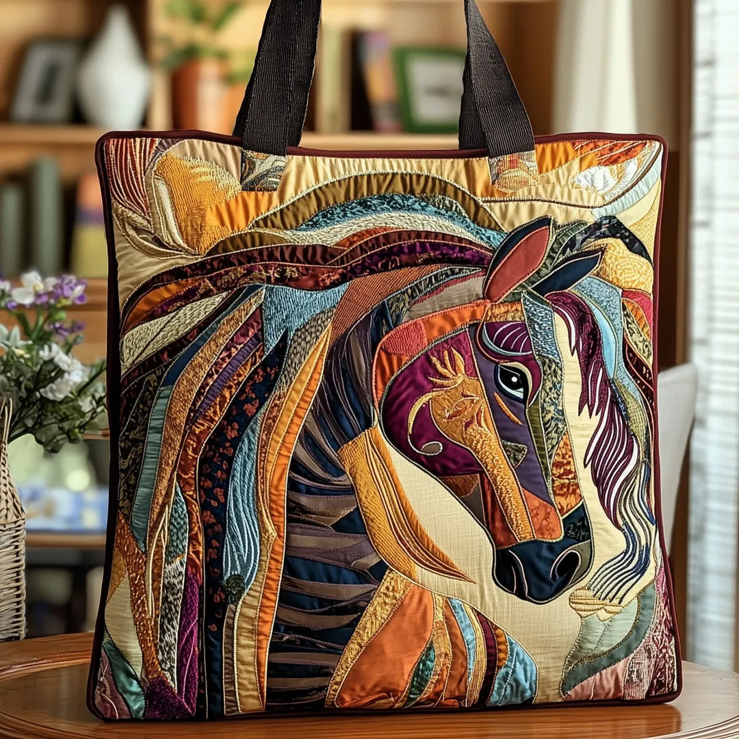 Quilted Tote - Colourful Mosaic Horse