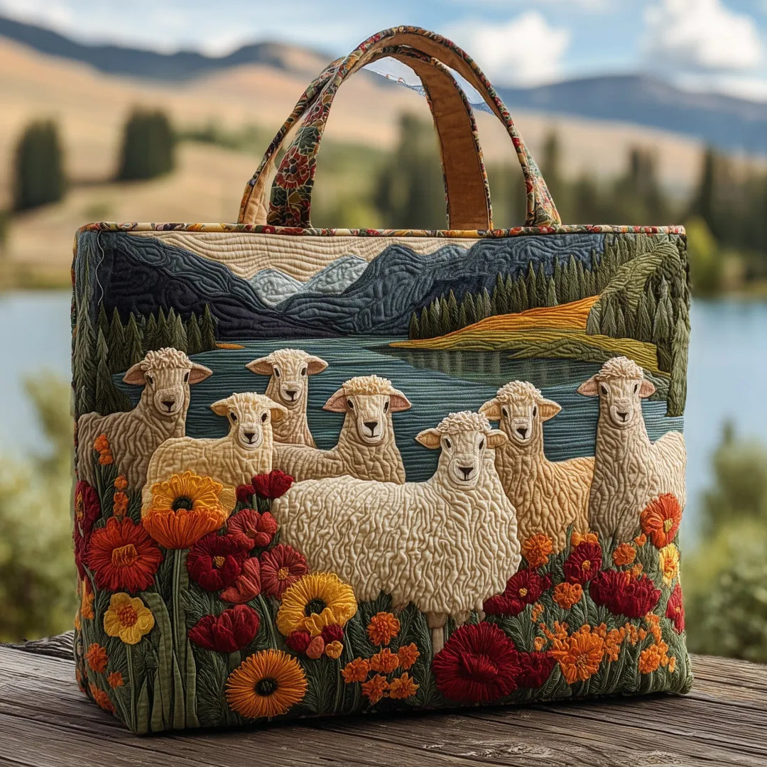 Quilted Tote - Sheep by the Lake