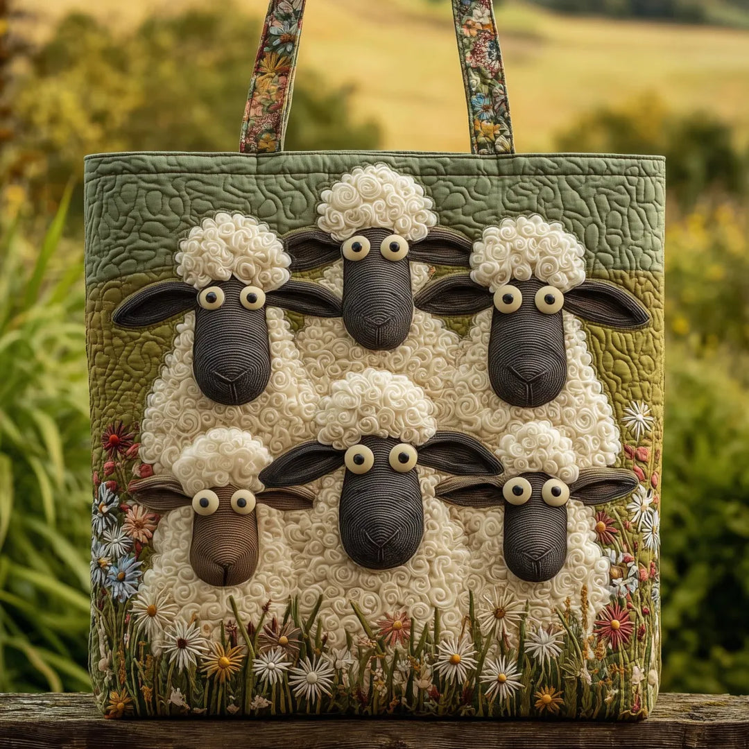 Quilted Tote - Five Sheep