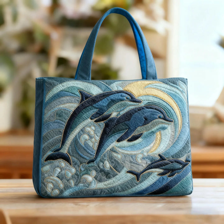 Quilted Tote - Ocean Dolphin