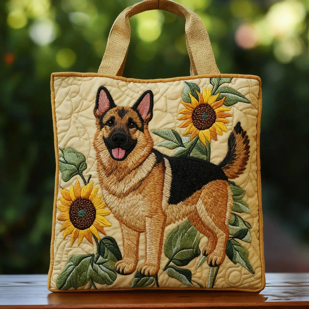 Quilted Tote - German Shepherd Floral