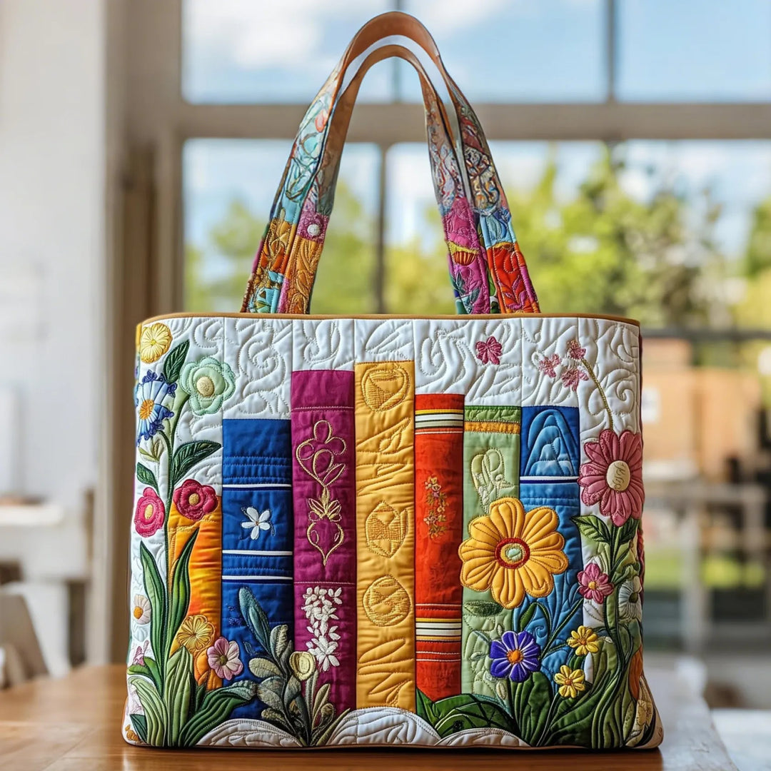 Quilted Tote - Floral Library