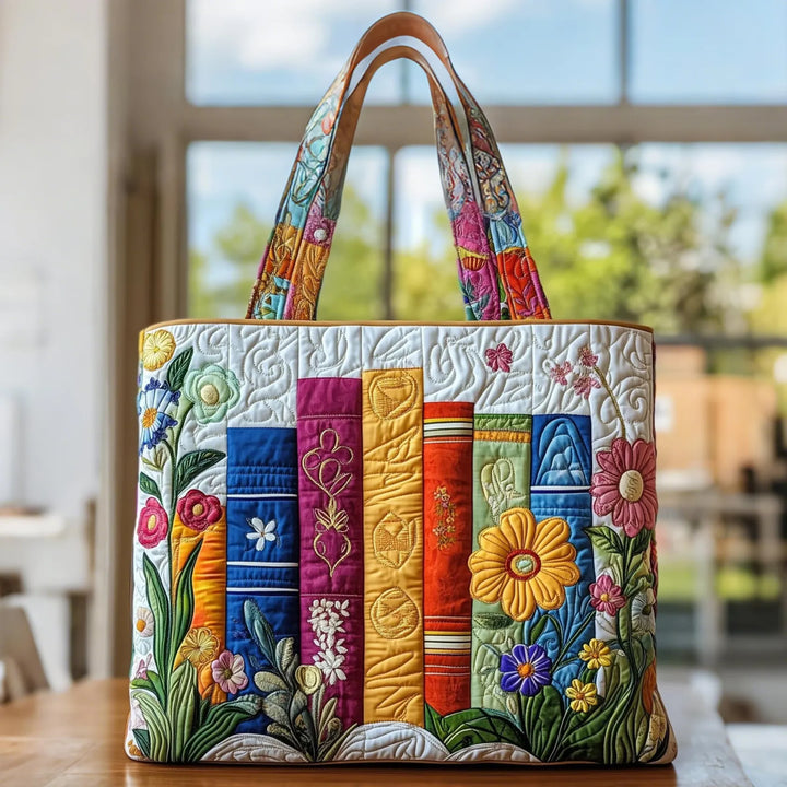 Quilted Tote - Floral Library