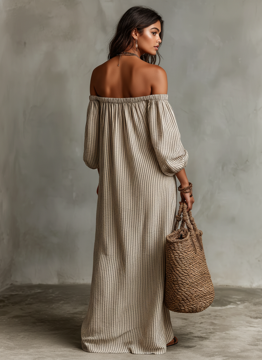 Elena | Long flowy dress with off-shoulder design