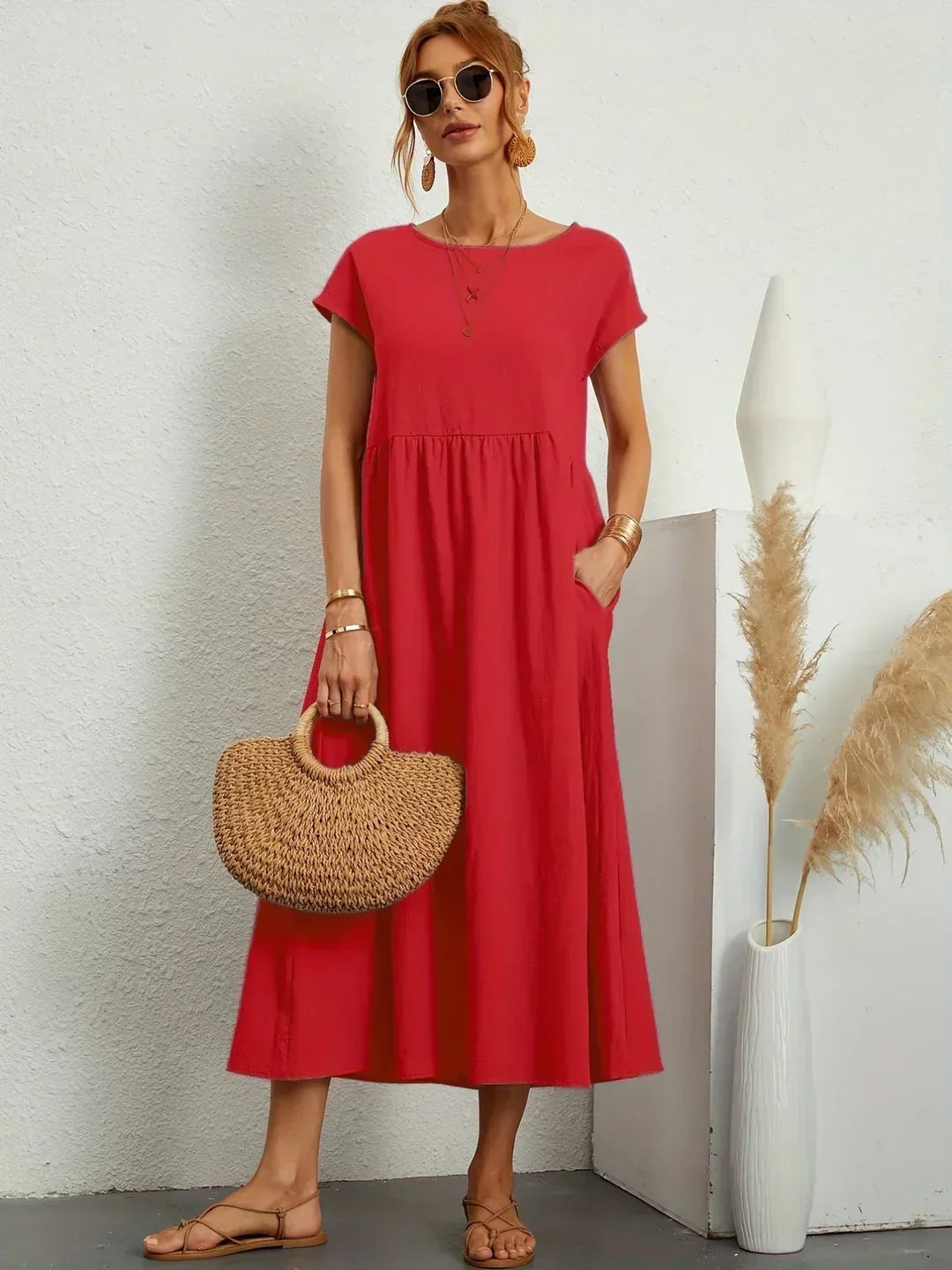 Gabriela™ | Midi fluid dress of timeless elegance
