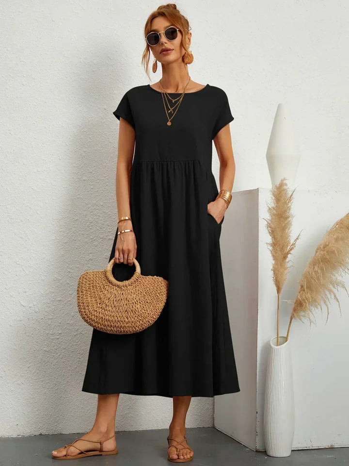 Gabriela™ | Midi fluid dress of timeless elegance