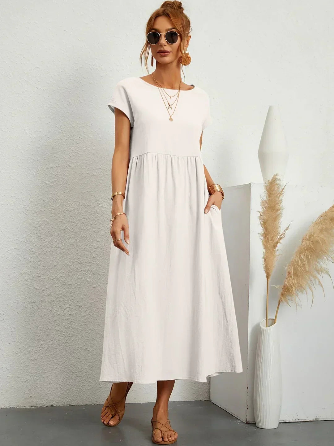 Gabriela™ | Midi fluid dress of timeless elegance