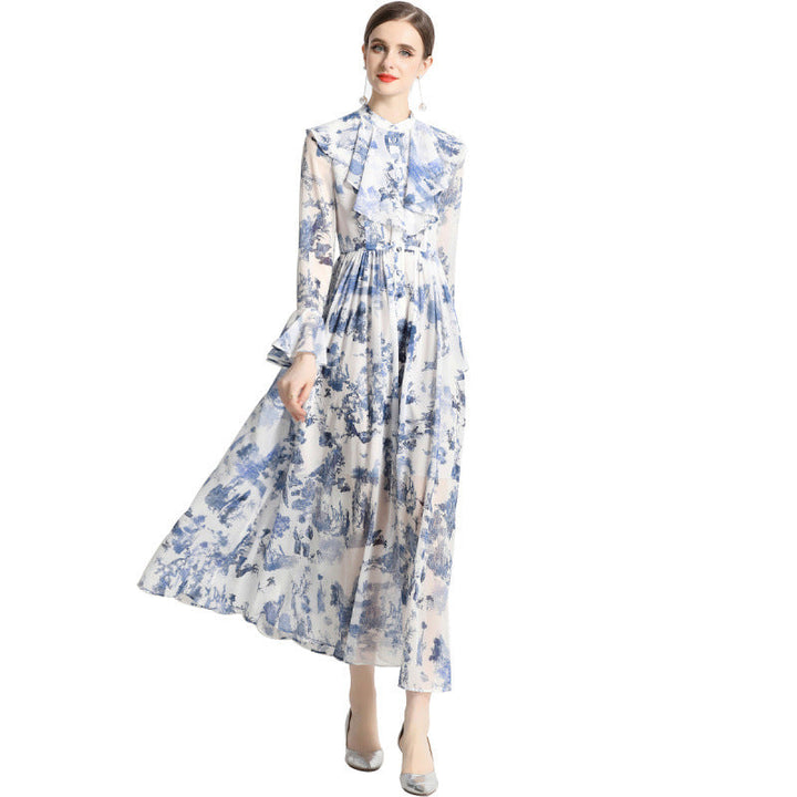 Gabby | Elegant Ink Print Dress