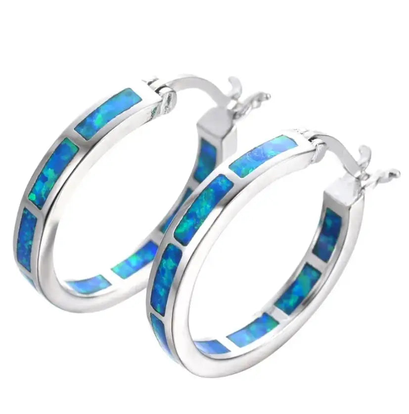 Chic Earrings with Blue Fire Opal