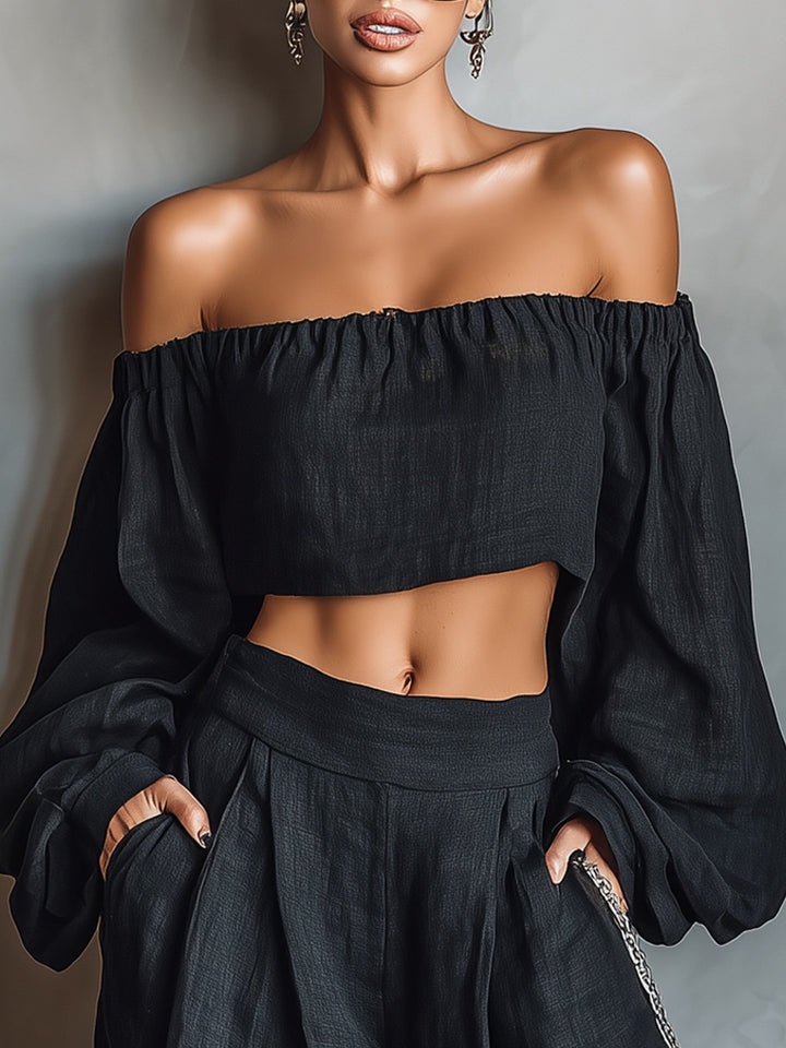 Tess™ | Off-Shoulder Set with Wide Trousers
