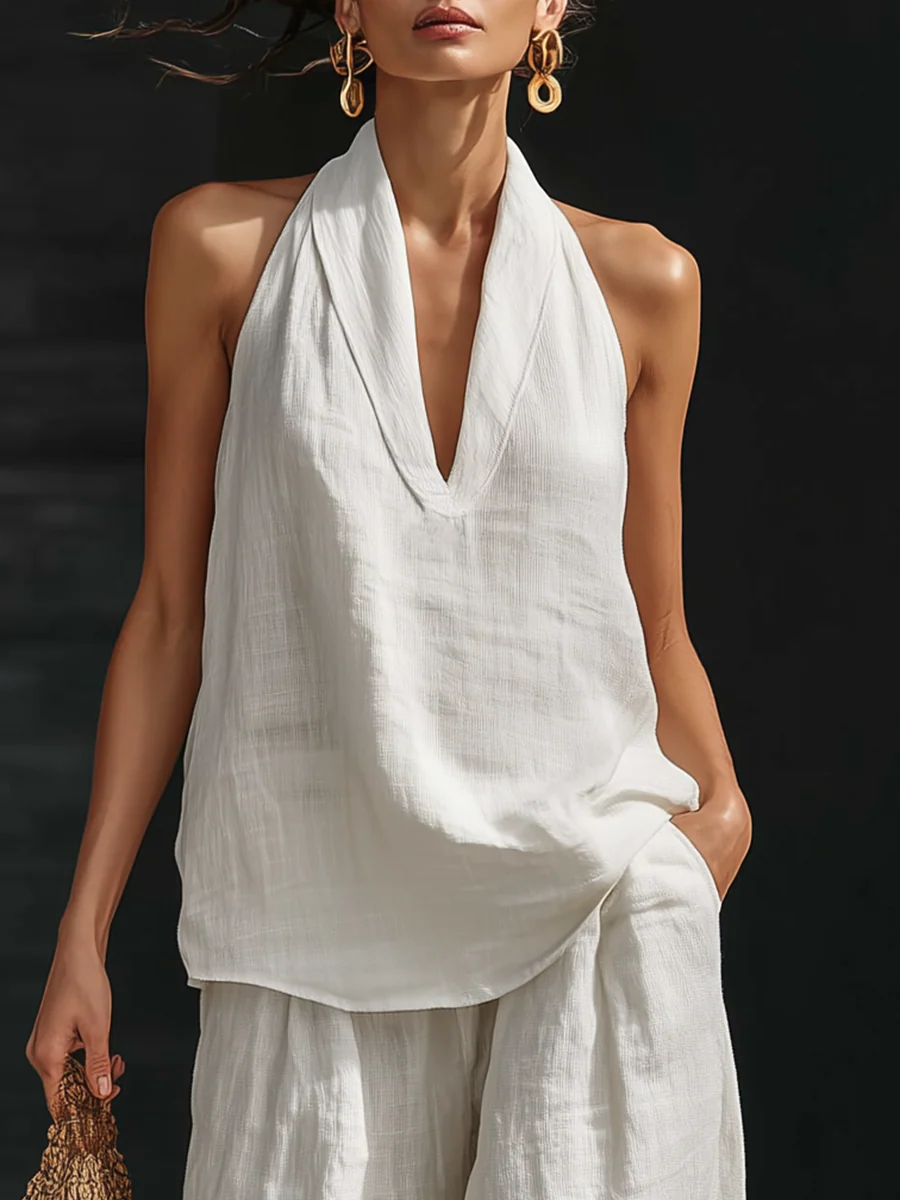 Zoë™ | Sleeveless Set with Wide Trousers