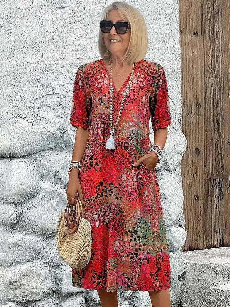 Dorina | V-Neck Dress with Print