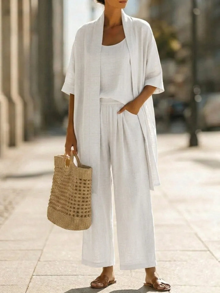 Lightweight, breathable, and elegantly minimalist 3-piece set