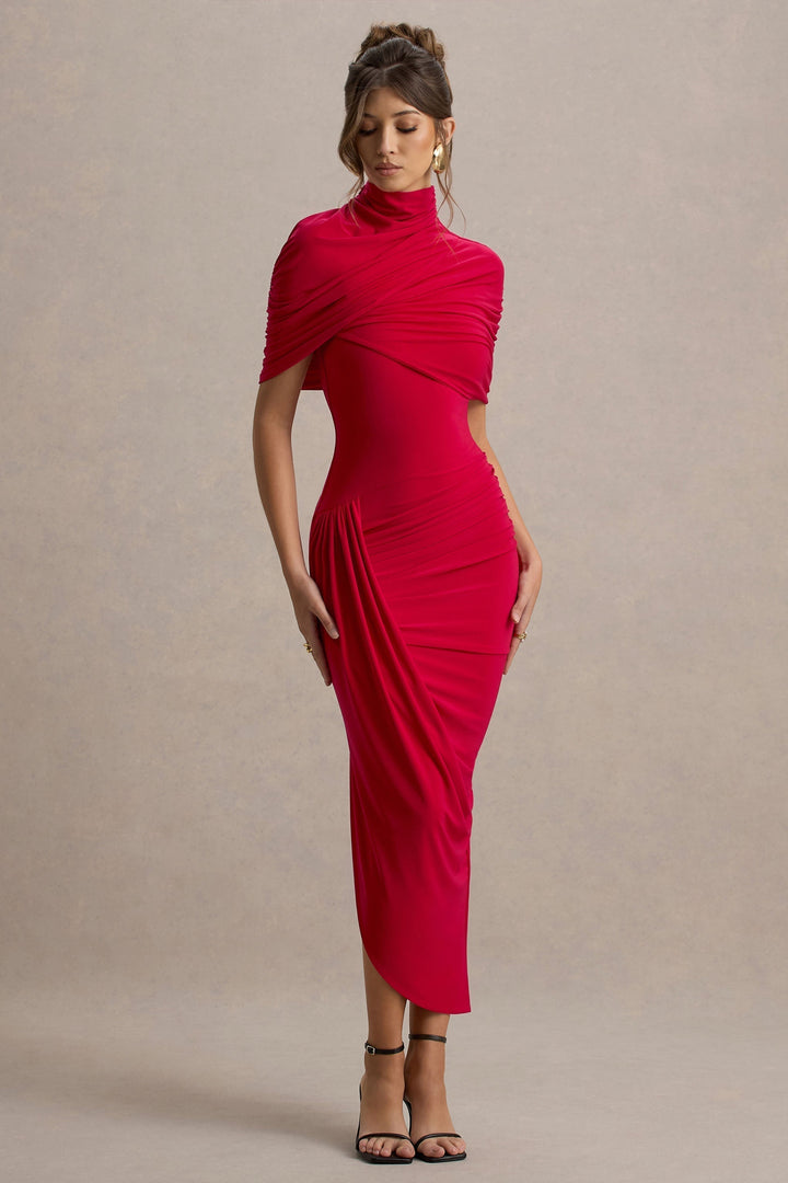 Taylor - Twisted Asymmetric Maxi Cape Dress